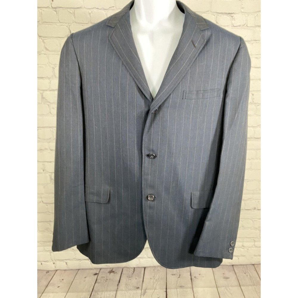 Hart Schaffner & Marx Racquet Club Blue 3 Button Jacket Blazer Striped 42